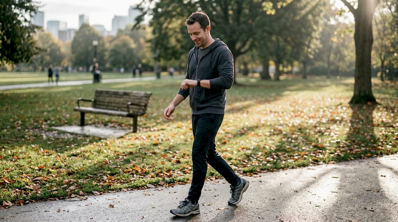 Person doing gentle outdoor walk for recovery