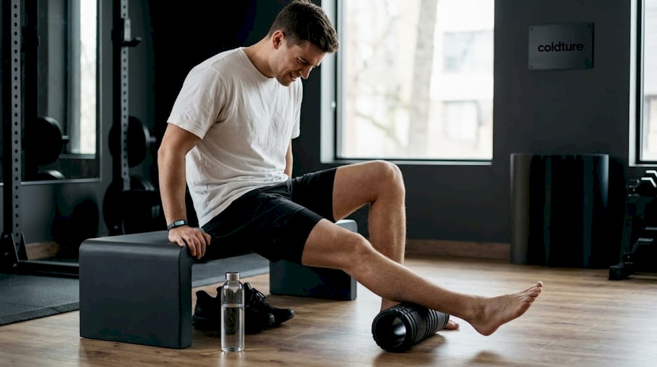 Athlete using foam roller for recovery