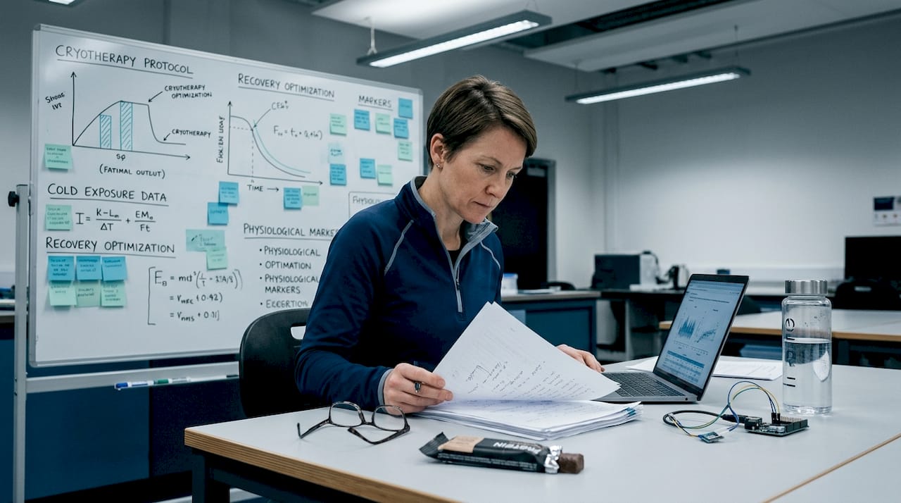 Sports scientist reviewing recovery science papers